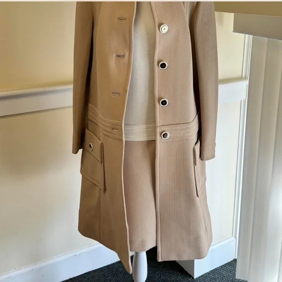 Elegant Tan Women's Coat with Dress - Picture 2 of 7